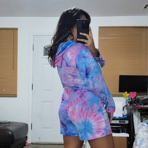SUMMER SKIES BLUE PINK TIE DYE ROMPER - Picture 5 of 10